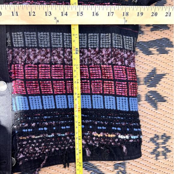 Ramy Brook | Landon Tweed Paneled Mixed Media Denim Jacket Size Large - Picture 8 of 8